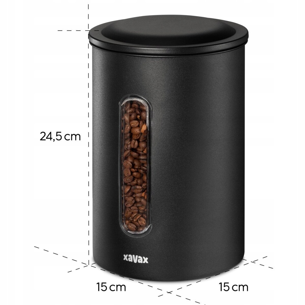 XAVAX Pojemnik do kawy 1 kg stal nierdzewna czarny mat BARISTA