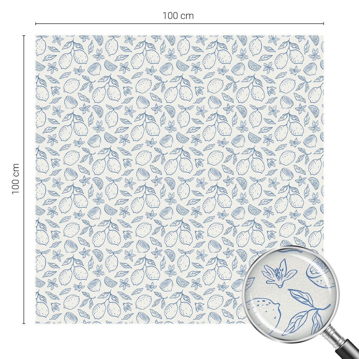 Okleina na okno dekoracyjna - Dekoracyjny motyw cytryn w stylu klasycznym - 100x100 cm