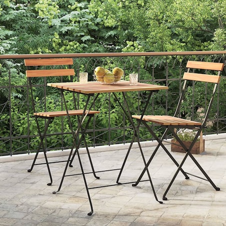 vidaXL Składany stolik bistro, 55x54x71 cm, lite drewno tekowe i stal