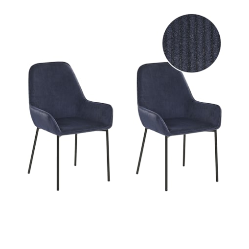 Zestaw 2 krzeseł do jadalni sztruksowy niebieski LOVERNA