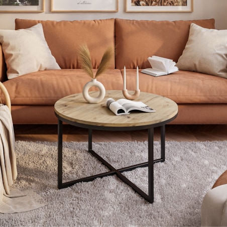 Okrągły stolik kawowy CIRI-X czarny dąb artisan