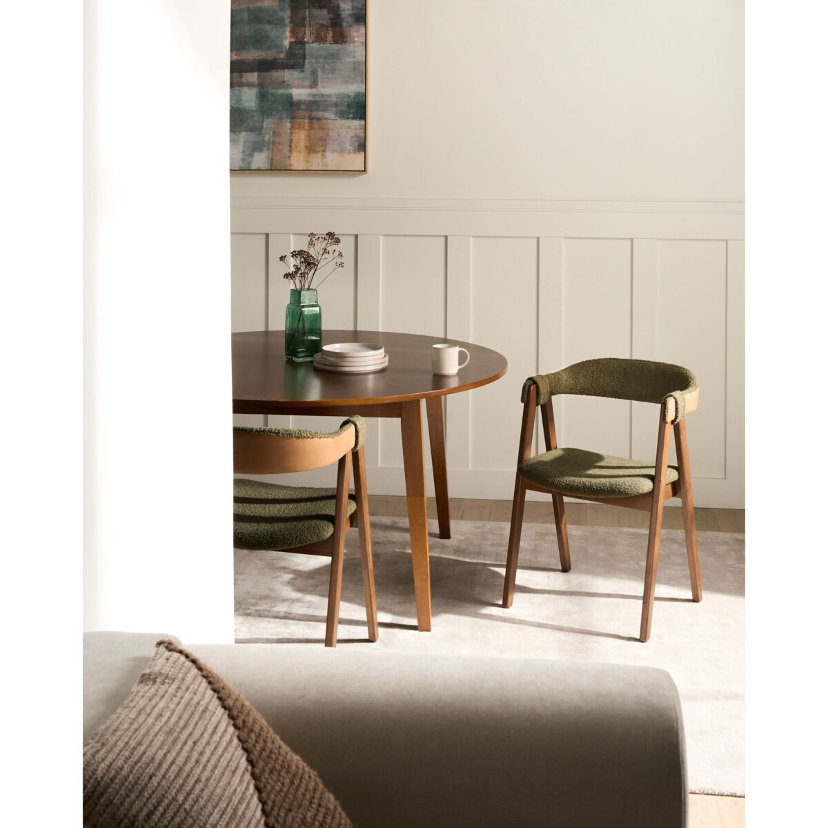 Zestaw 2 krzeseł do jadalni DAY Boucle Ciemny brąz/ zielony