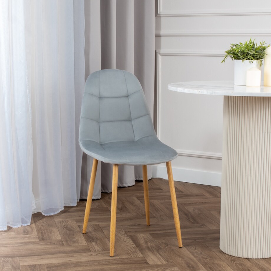 Krzesło tapicerowane do salonu jadalni welurowe pikowane nowoczesne