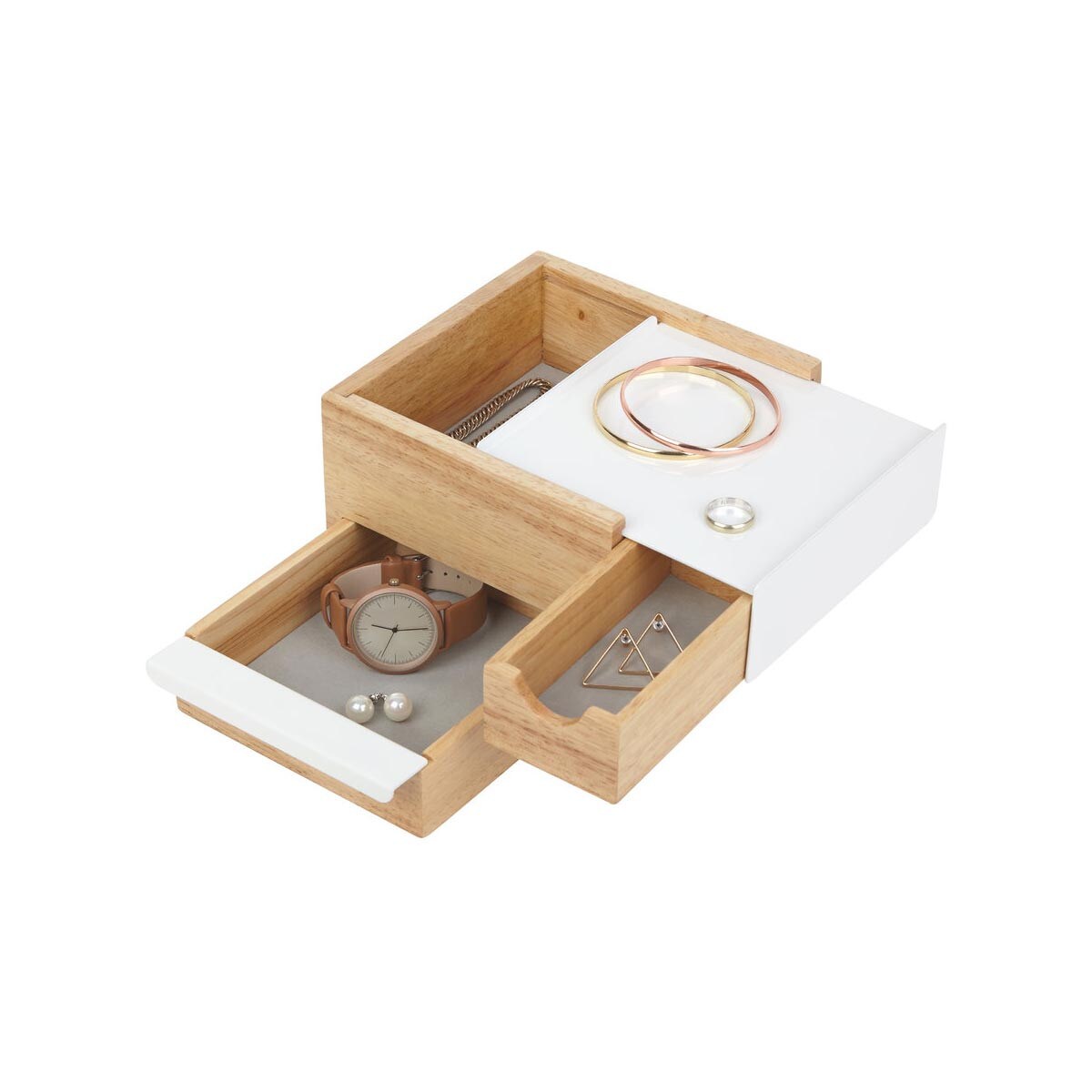 Szkatułka naturalne drewno Mini Stowit, 15 x 15 x 11 cm, Umbra