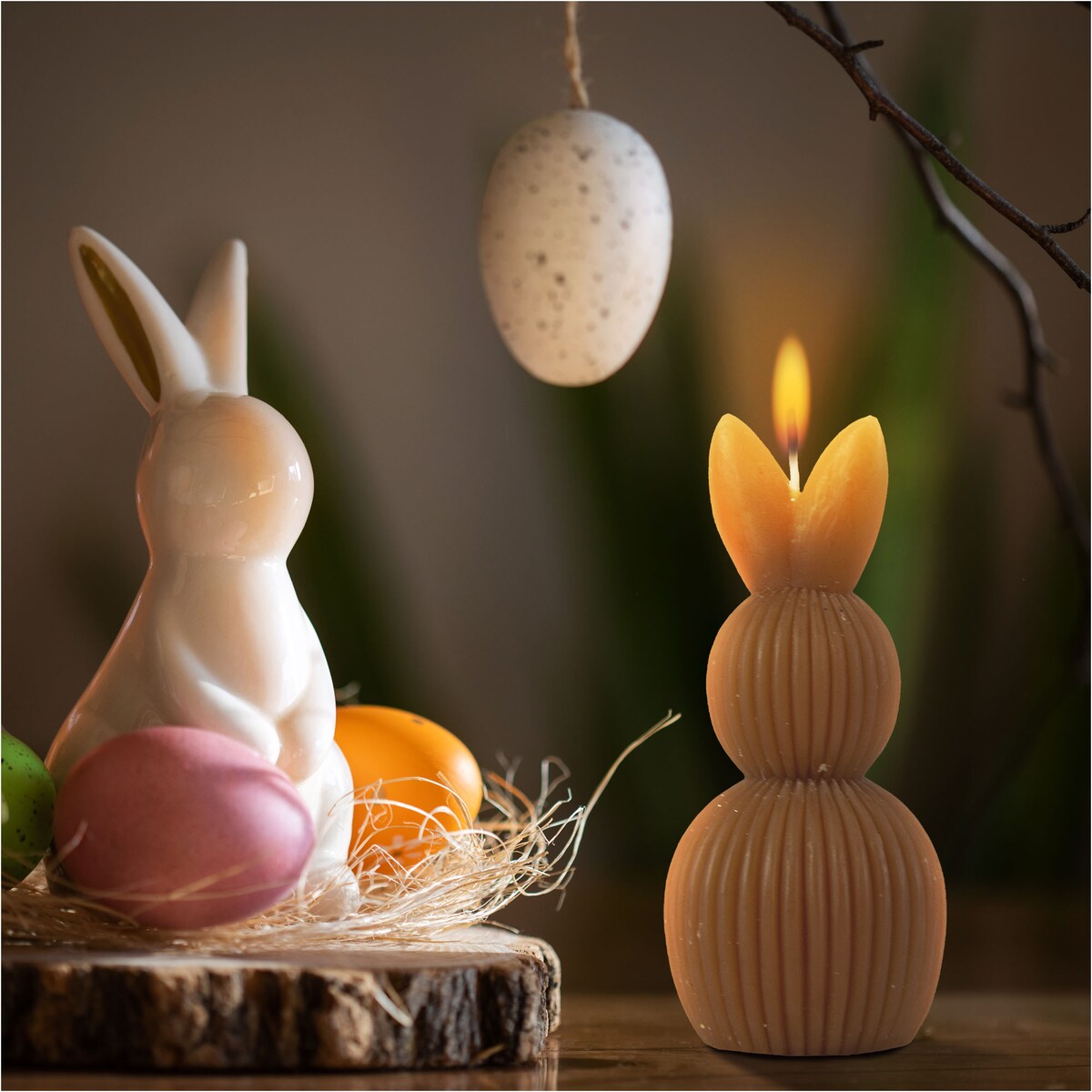 Świeczka Wielkanocna Zając Zajączek Królik Na Prezent Ozdobny Brzoskwiniowa