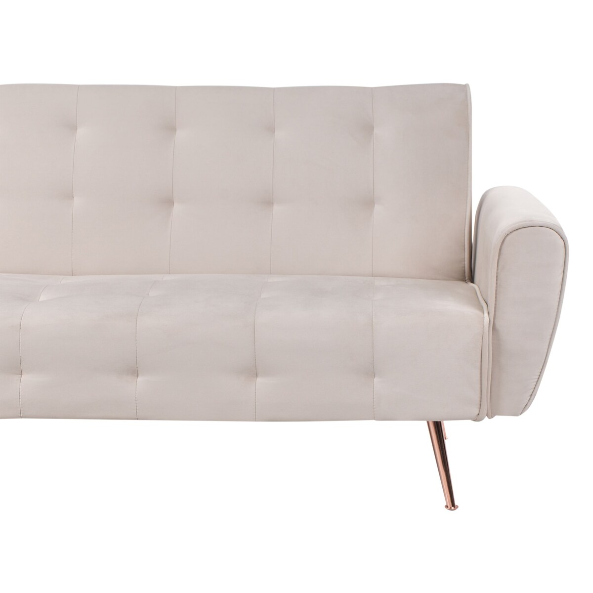 Sofa rozkładana welurowa beżowa SELNES