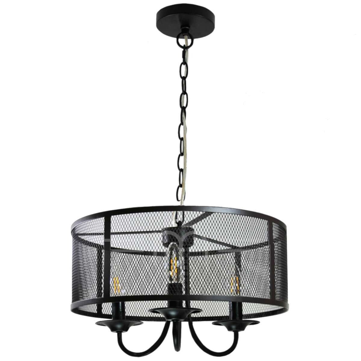 LAMPA wisząca SOHO 310866 Polux okrągła OPRAWA zwis na łańcuchu siatka loft czarna