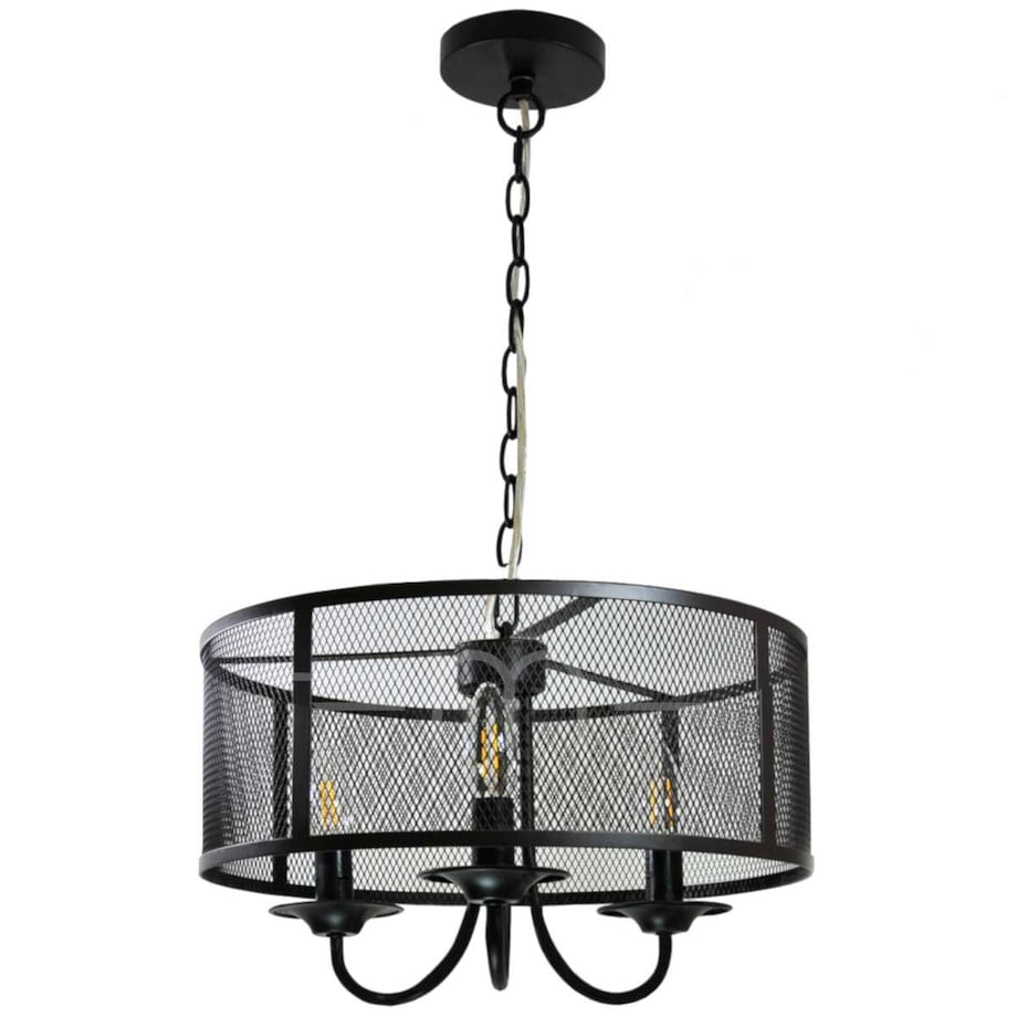 LAMPA wisząca SOHO 310866 Polux okrągła OPRAWA zwis na łańcuchu siatka loft czarna