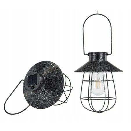 LAMPION PINNE SOLARNY do powieszenia czarny