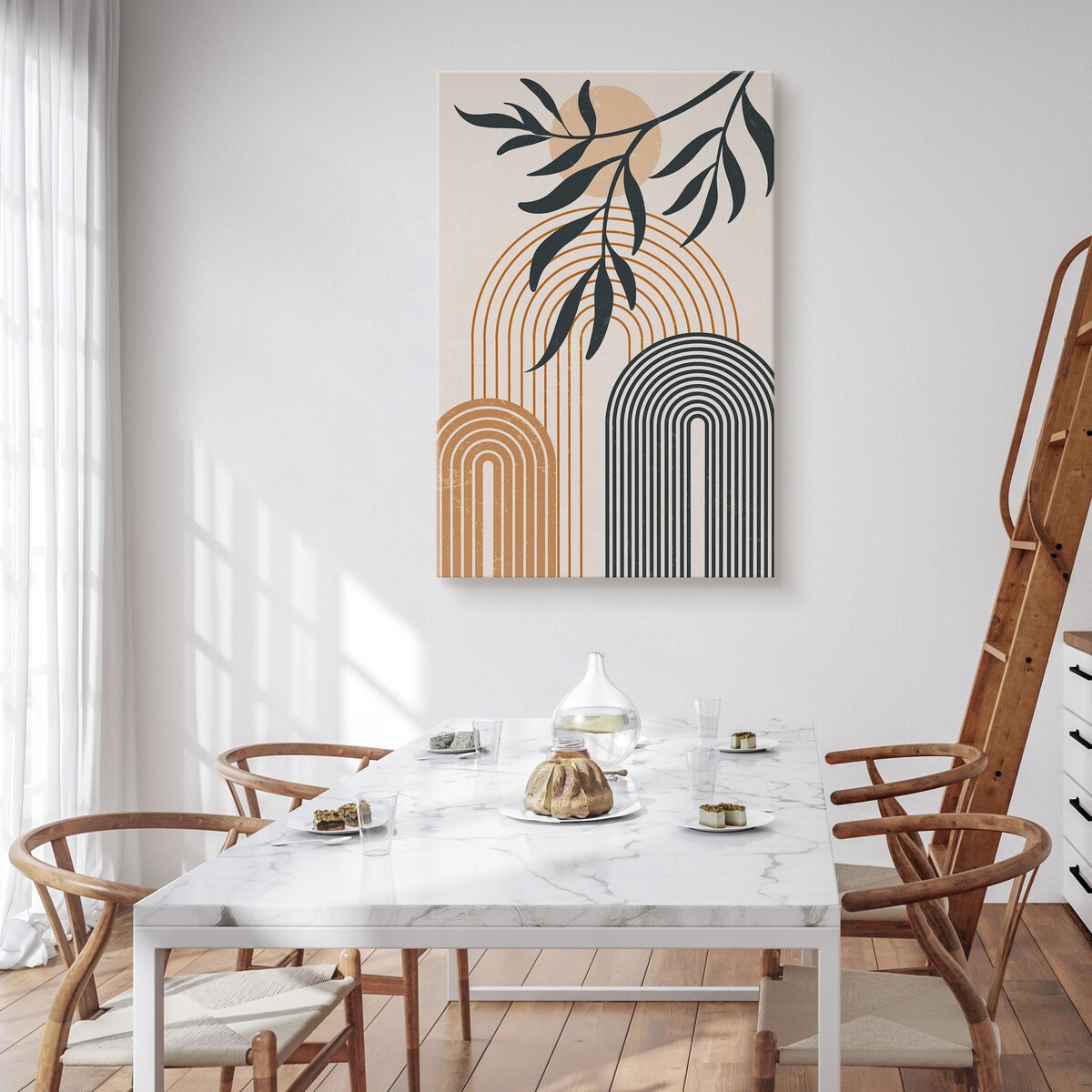 Obraz Gałązka Słońce Szlaczek Boho 80x120cm