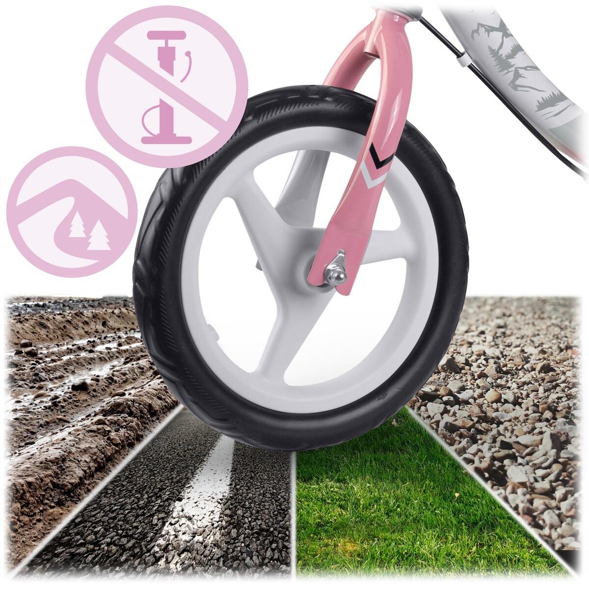 Rowerek biegowy dla dzieci rower dziecięcy lekki Fun Adventure Ricokids różowo-biały