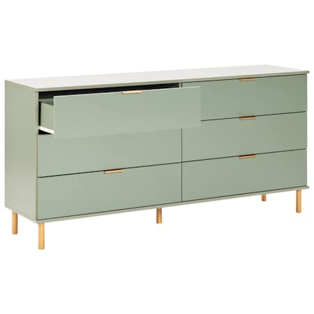 Komoda 6 szuflad WALPOLE Zielony