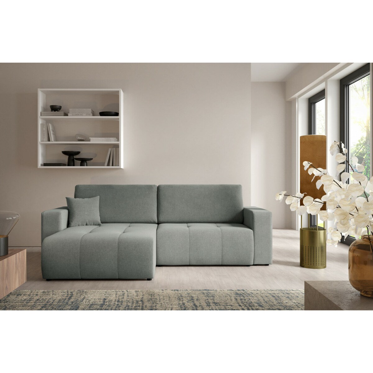 Narożnik MOLINIO L z funkcją spania z pojemnik na pościel Kolor: Wind 89