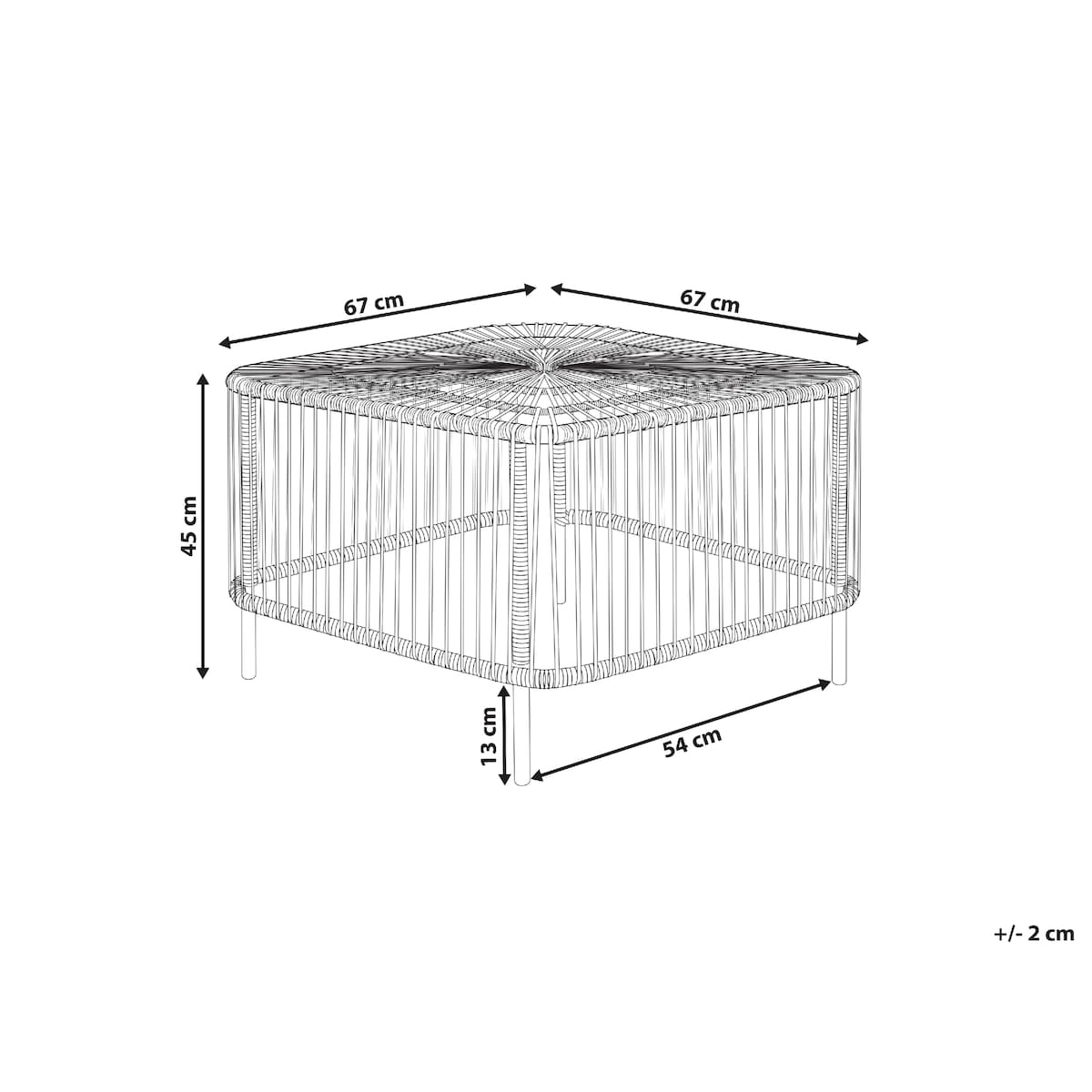 Stolik kawowy ogrodowy CESENATICO 67 cm 67 cm Rattan Naturalny
