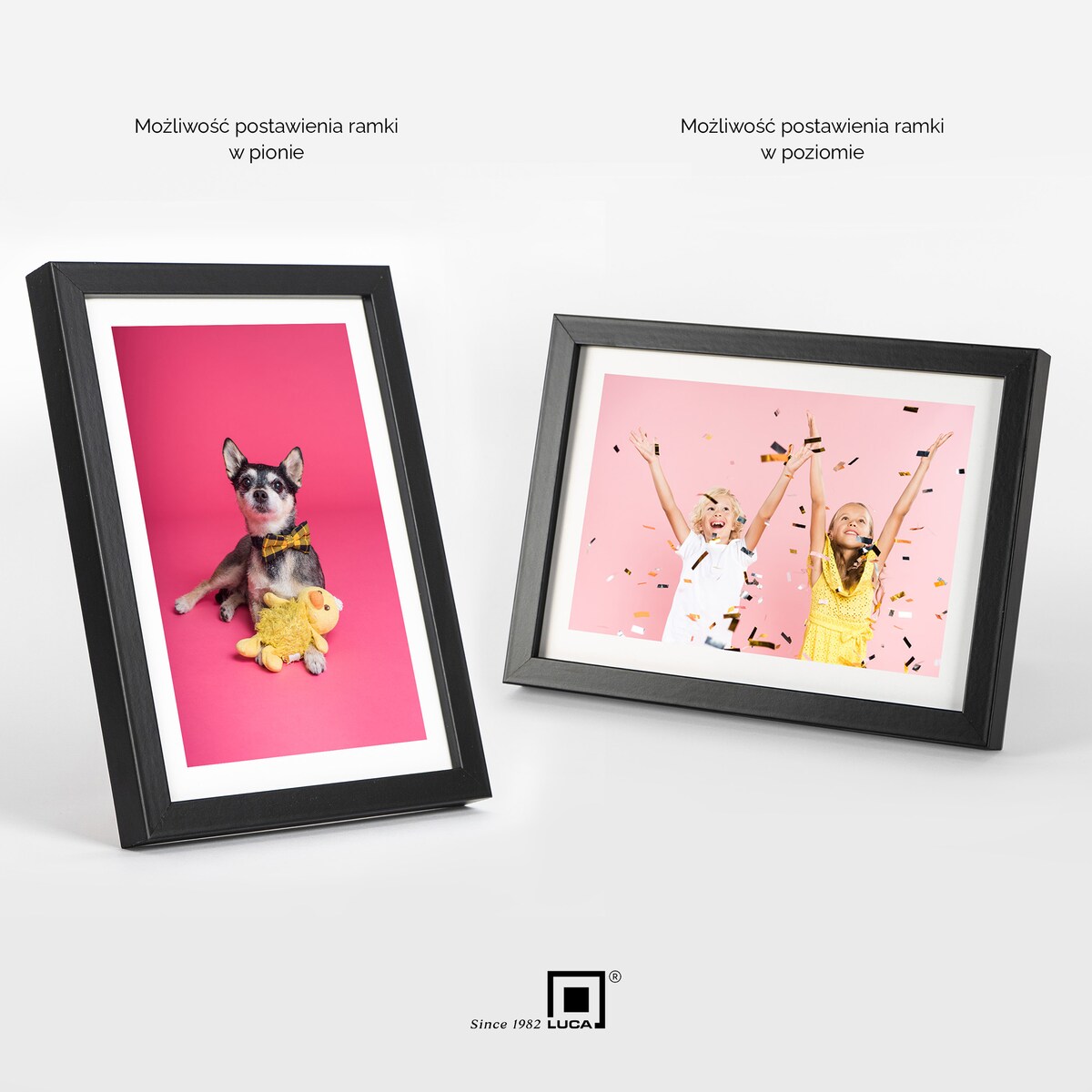 Ramka na zdjęcia 15x21 cm czarna rama MDF z plexi do postawienia powieszenia klasyczna ramka