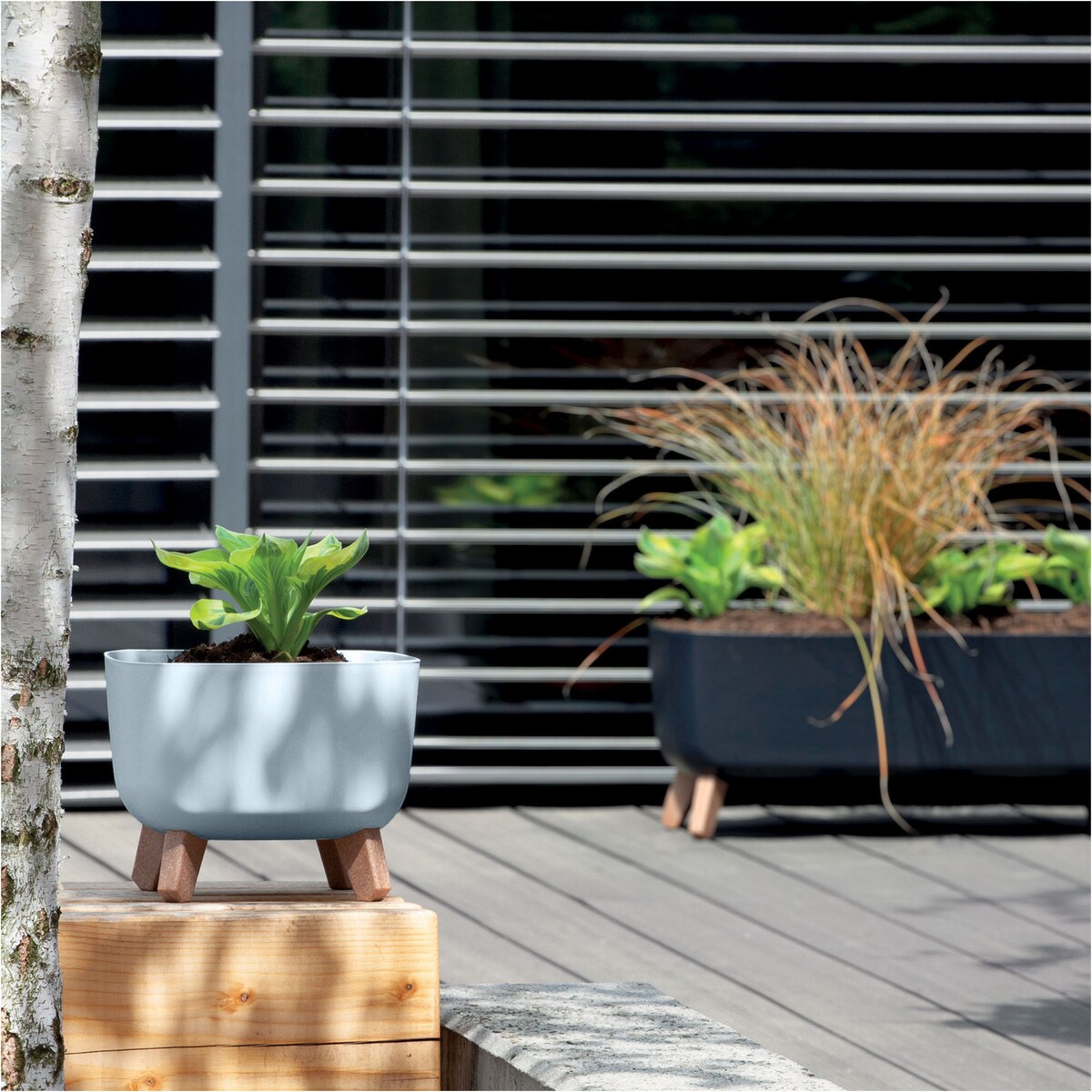 Doniczka Donica Ogrodowa 39 Cm Na Nóżkach Dekoracyjna Szara