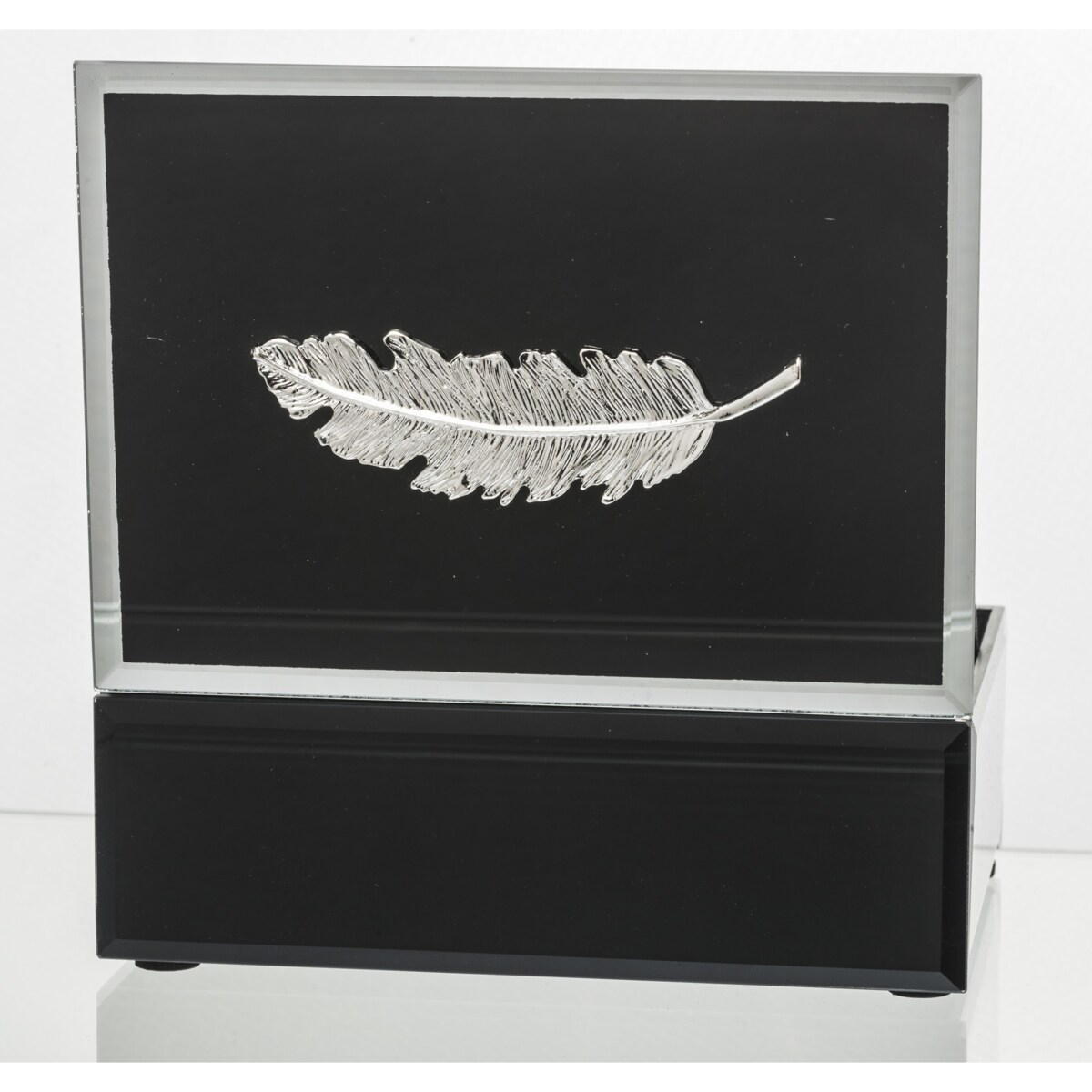 Szkatułka szklana na biżuterię 16x12x6 cm Srebrny Liść