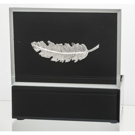 Szkatułka szklana na biżuterię 16x12x6 cm Srebrny Liść