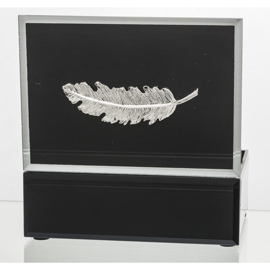 Szkatułka szklana na biżuterię 16x12x6 cm Srebrny Liść