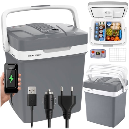 Lodówka turystyczna samochodowa Berdsen Icemax 26L szara 12V i 230V USB