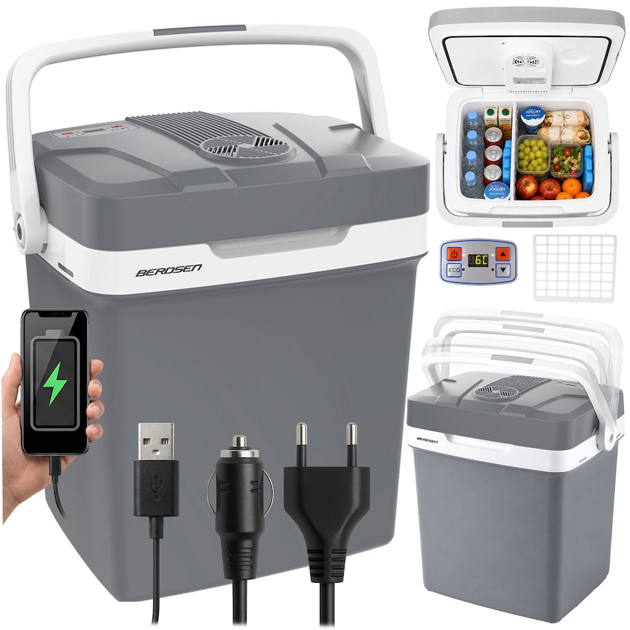 Lodówka turystyczna samochodowa Berdsen Icemax 26L szara 12V i 230V USB