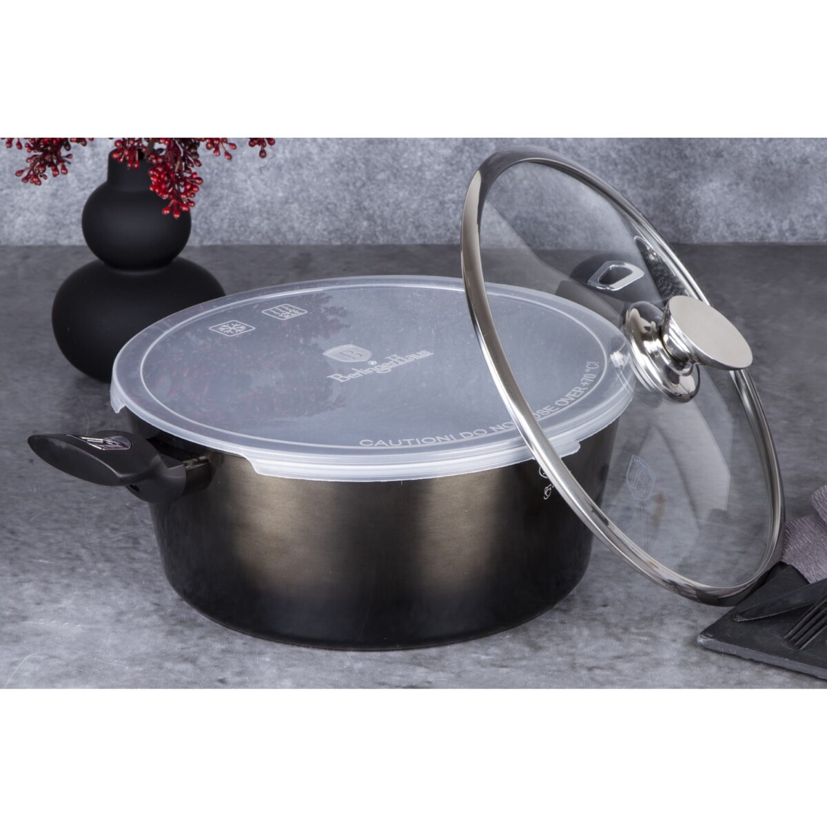 Garnek z powłoką granitową 6.1L 28cm BERLINGER HAUS Shiny Black