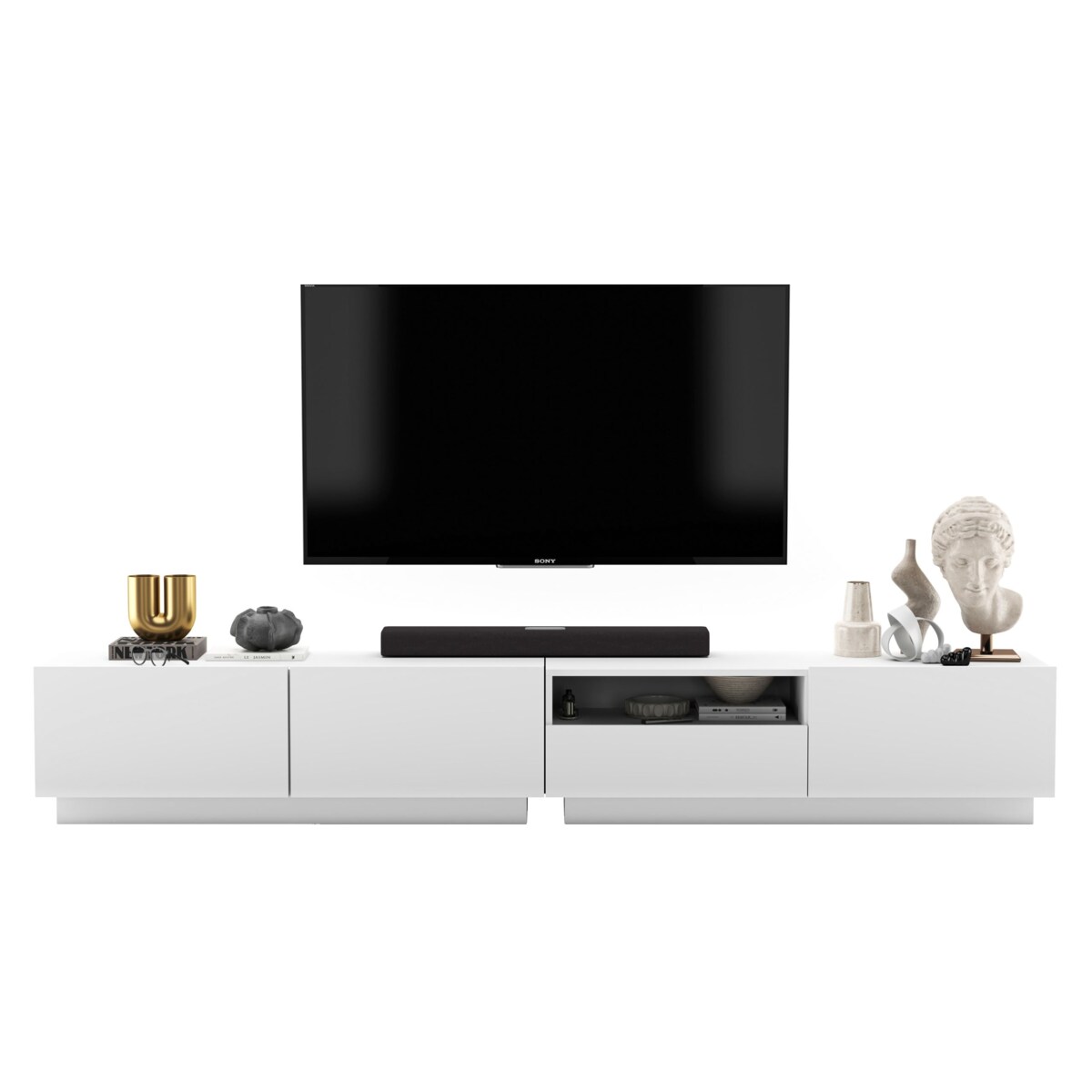 Szafka RTV Loft Stojąca / Wisząca Biały MAT Komoda RTV Szuflada 240 cm