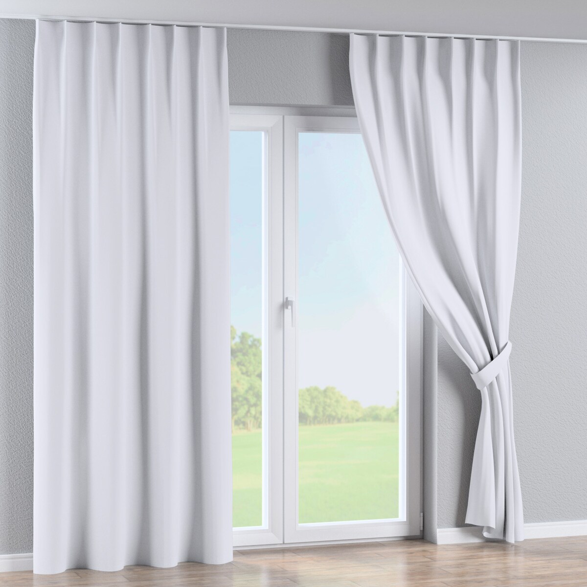 Zasłona na haczykach flex pojedynczych 130x245 stalowa biel