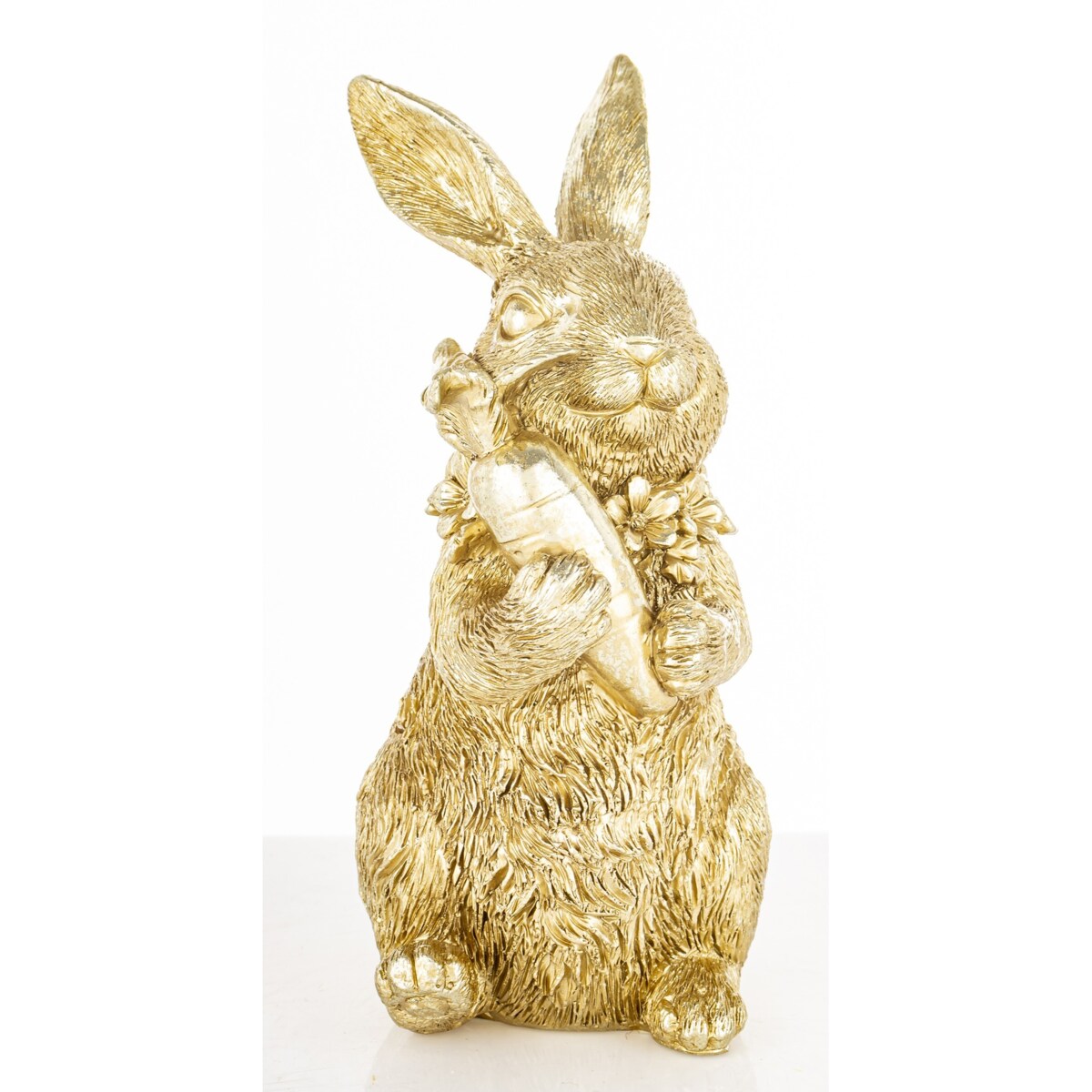 Figurka - złota króliczka z marchewką 16x9x7 cm KAROTO-2