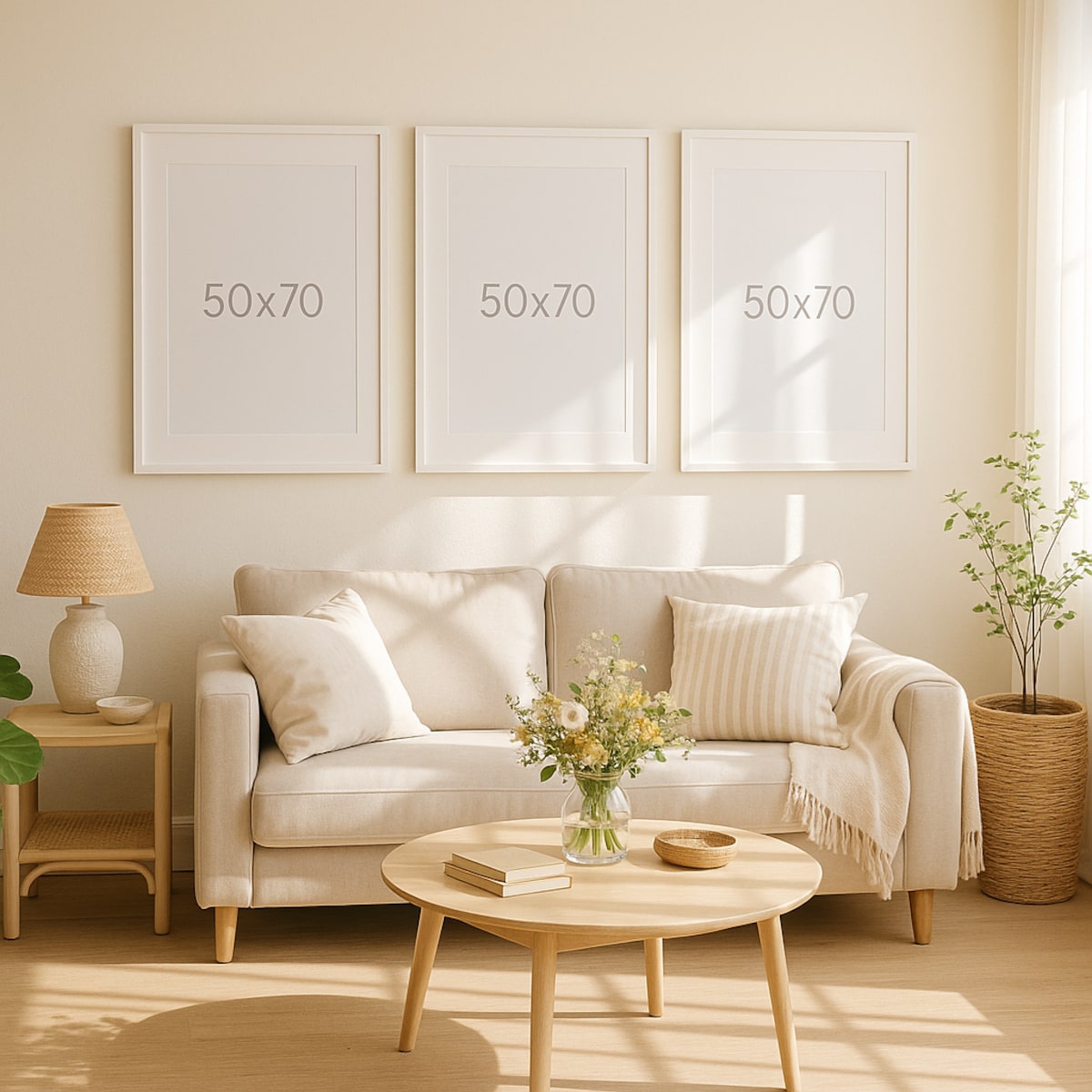 Ramka na zdjęcia 50x70 cm biała wisząca poziom pion rama MDF z plexi klasyczna ramka