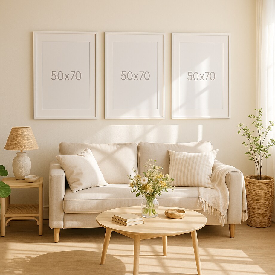 Ramka na zdjęcia 50x70 cm biała wisząca poziom pion rama MDF z plexi klasyczna ramka