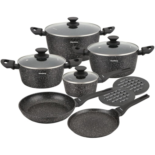 Komplet garnków z marmurkową powłoką nieprzywierającą 12-ele KLAUSBERG