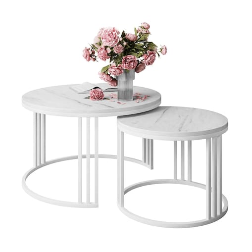 Stolik kawowy LORI 2w1 biały marmur levanto