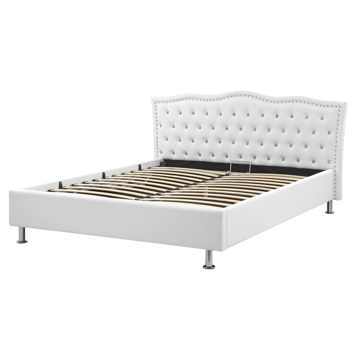 Łóżko z pojemnikiem ekoskóra 160 x 200 cm białe METZ