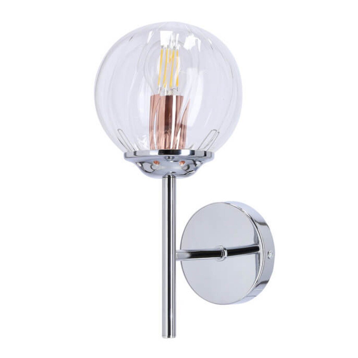 Szklany kinkiet ścienny Best 21-67234 Candellux kula chrom przezroczysty