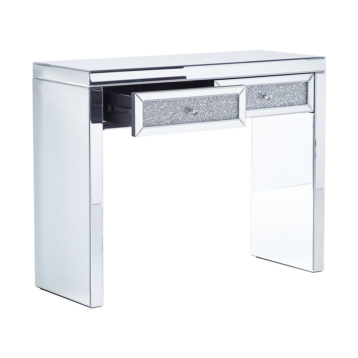 Konsola 2 szuflady lustrzana srebrna TILLY
