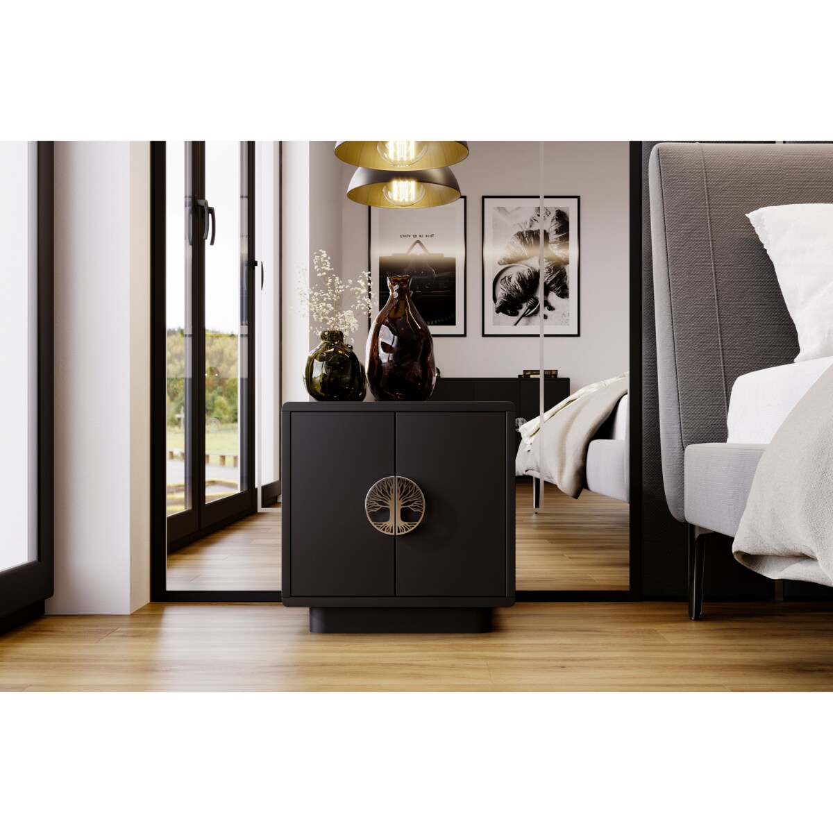 Czarna szafka nocna Dancan LOTTA