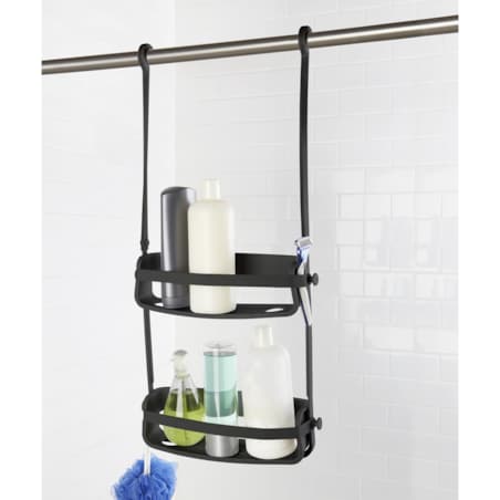 Półka pod prysznic podwójna czarna Shower Caddy Flex, 31 x 9 x 65 cm, Umbra