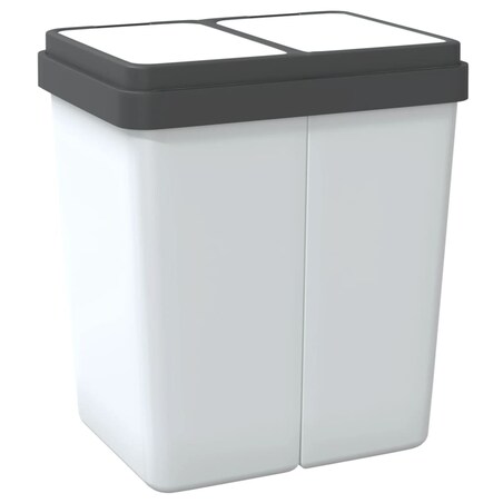 vidaXL Podwójny kosz na śmieci, biały, 2x25 L