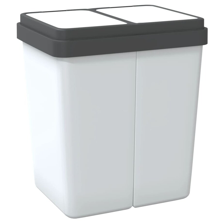 vidaXL Podwójny kosz na śmieci, biały, 2x25 L