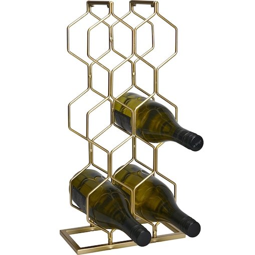 Stojak na wino metalowy, na 8 butelek, wys. 48 cm, kolor złoty