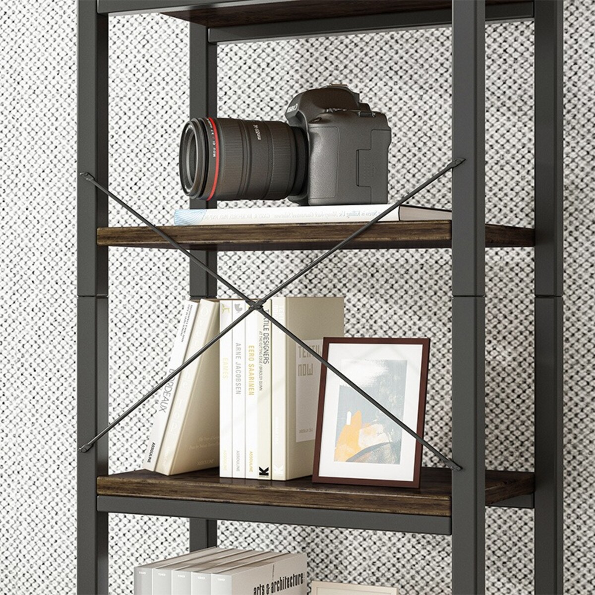 Biurowy Regał Na Książki Biblioteczka Wysoki Industrialny Słupek Vintage