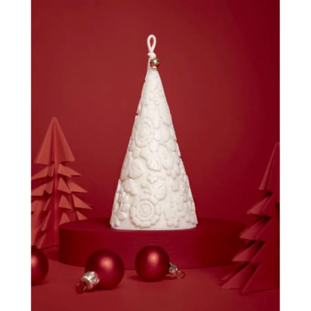 Świąteczna świeca choinka z wosku sojowego – dekoracja z motywem kwiatowym