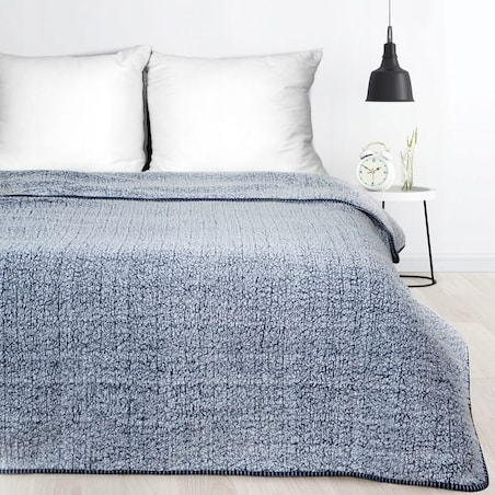 Koc 170x210 Narzuta na Łóżko Mikrofibra Baranek Koala Granat + Biały