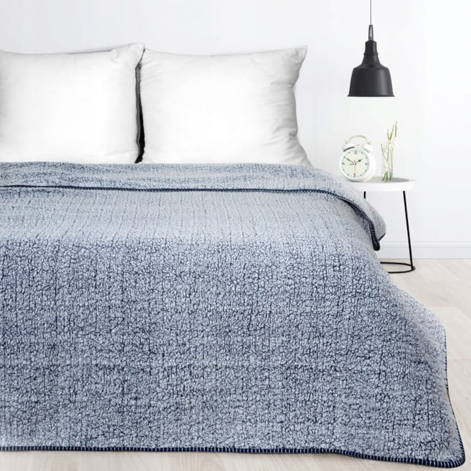 Koc 170x210 Narzuta na Łóżko Mikrofibra Baranek Koala Granat + Biały