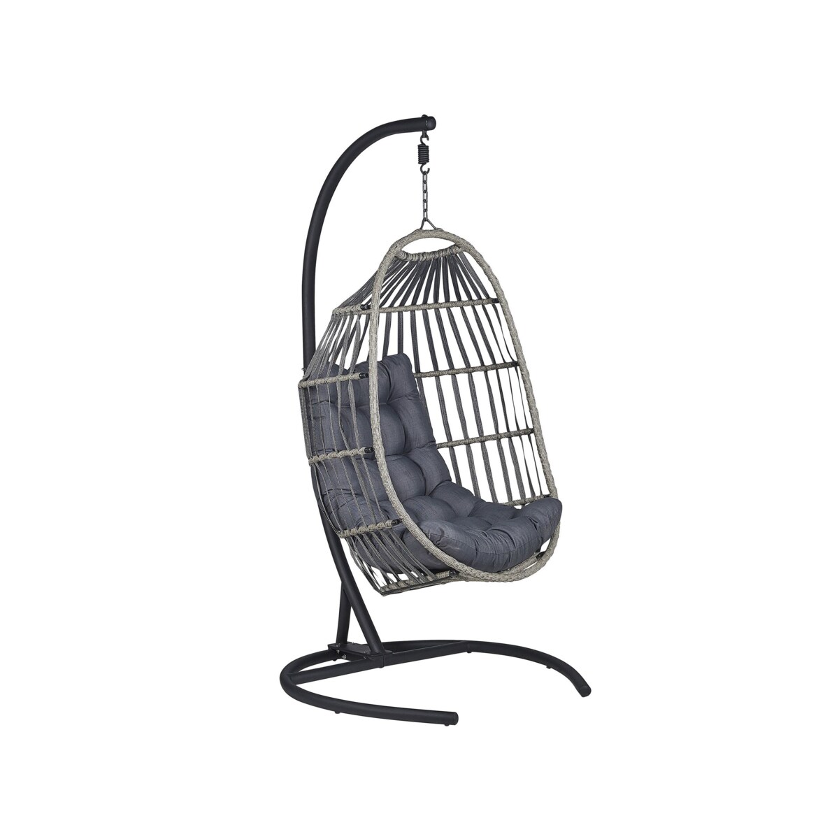 Fotel wiszący ze stojakiem z technorattanu ciemnoszary SESIA