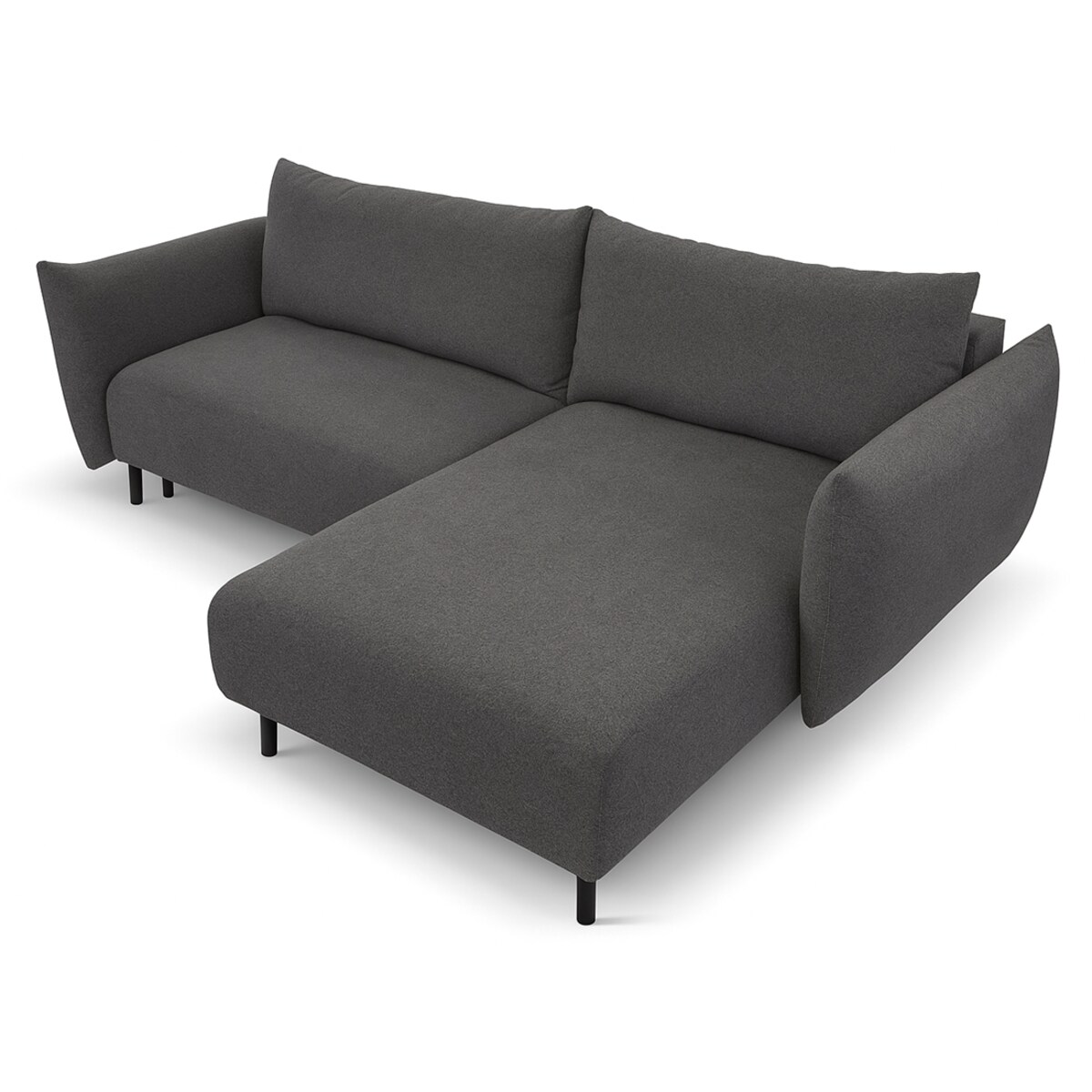 Narożnik DELI z funkcją spania na nóżkach, prawostronny, grafitowy