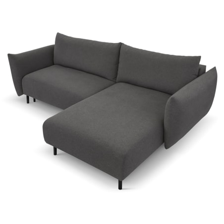 Narożnik DELI z funkcją spania na nóżkach, prawostronny, grafitowy