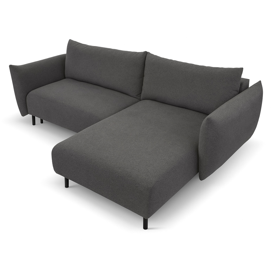 Narożnik DELI z funkcją spania na nóżkach, prawostronny, grafitowy