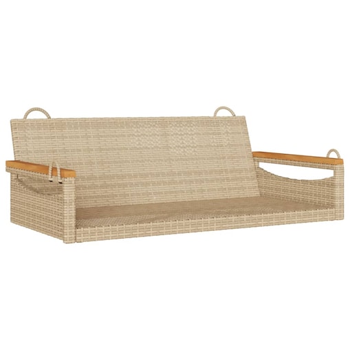 vidaXL Ławka bujana, beżowa, 109x62x40 cm, polirattan